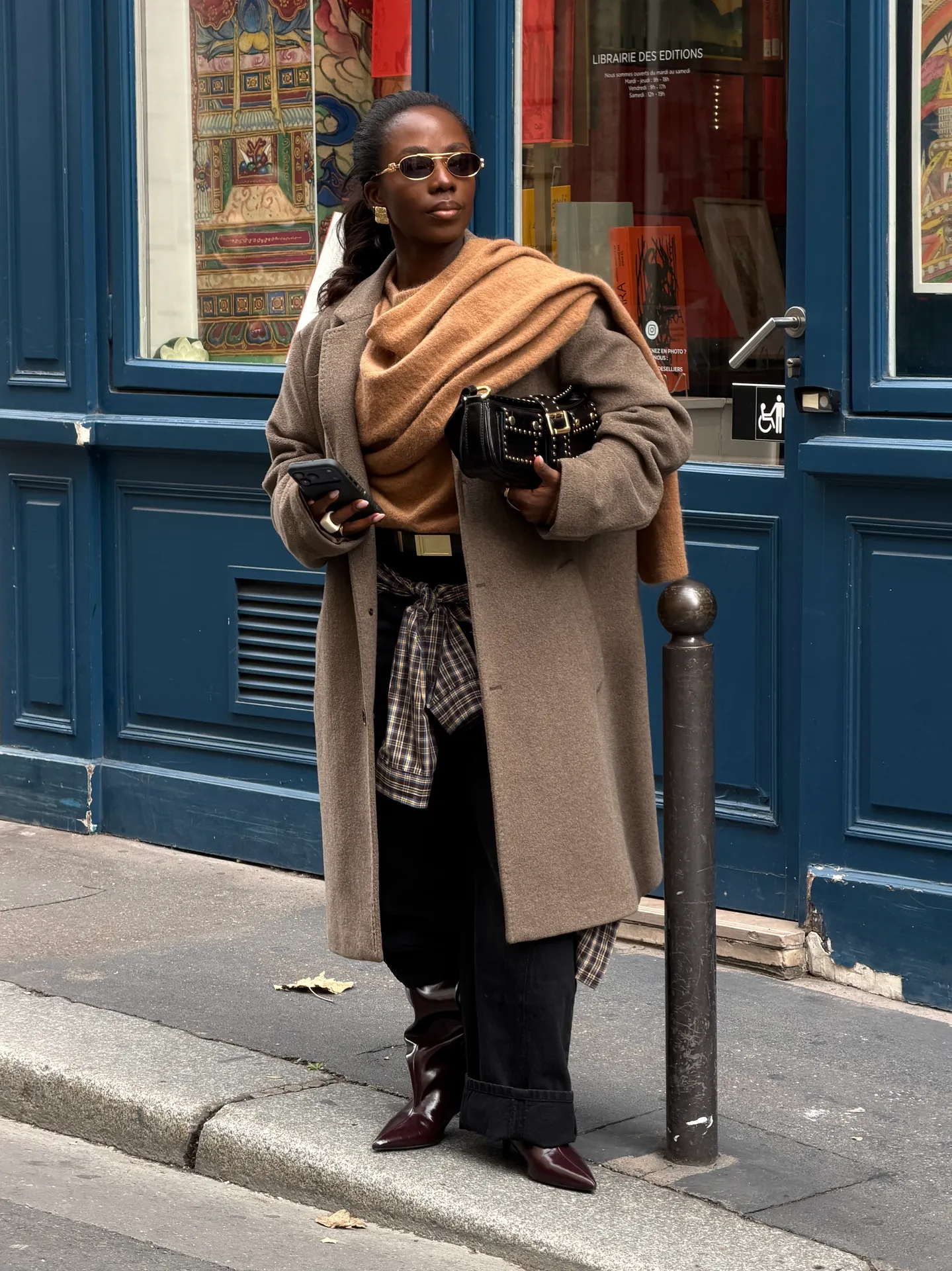 Parisian fashion, Paris fall outfit, sunglasses, wool coat